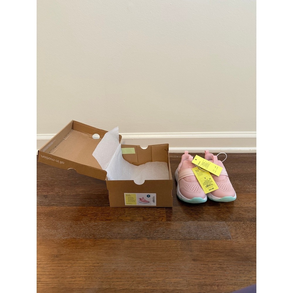 All in Motion Gennie Sneakers Kids Pink Mint Green Slip On Athletic Shoes Size 9 - Picture 2 of 7